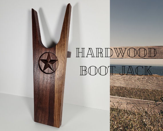 Hardwood Boot Jack Unique 3d Carved Western Texas Lone Star