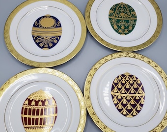 Juego de 4 platos de ensalada de huevo estilo Fabergé Imperial Muirfield Celebrity 9408 de colección.