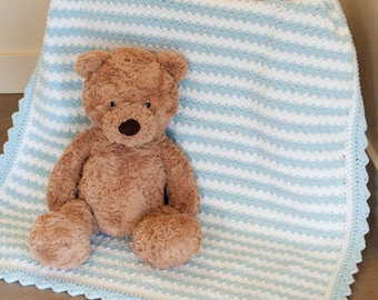 Striped crochet blanket pattern for baby, instant download baby blanket crochet pattern for baby baby or baby girl, crochet baby shower gift