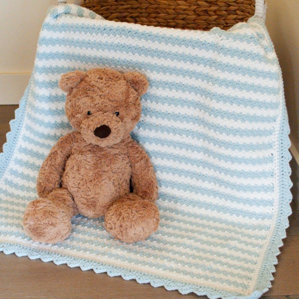 Striped crochet blanket pattern for baby, instant download baby blanket crochet pattern for baby baby or baby girl, crochet baby shower gift