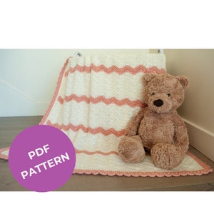 Striped ripple crochet blanket pattern for baby, instant download baby blanket crochet pattern for baby girl, crochet baby shower gift