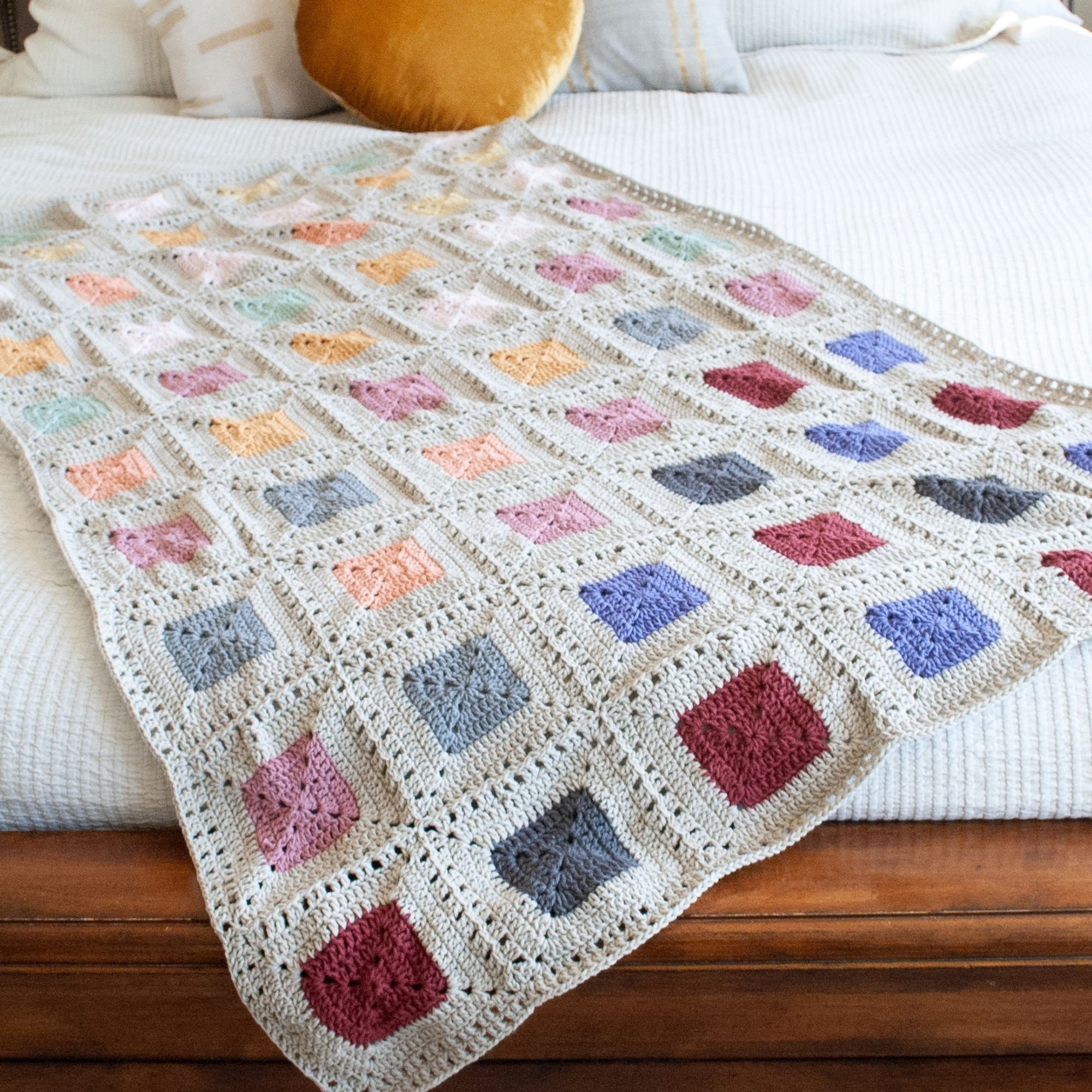 Scrap Yarn Granny Square Crochet Blanket