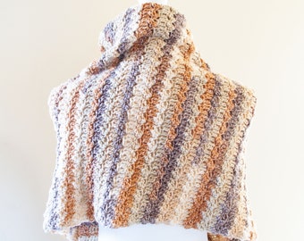 Easy Crochet Wrap Pattern: Caramel Fudge Ripple Shawl (PDF Pattern)