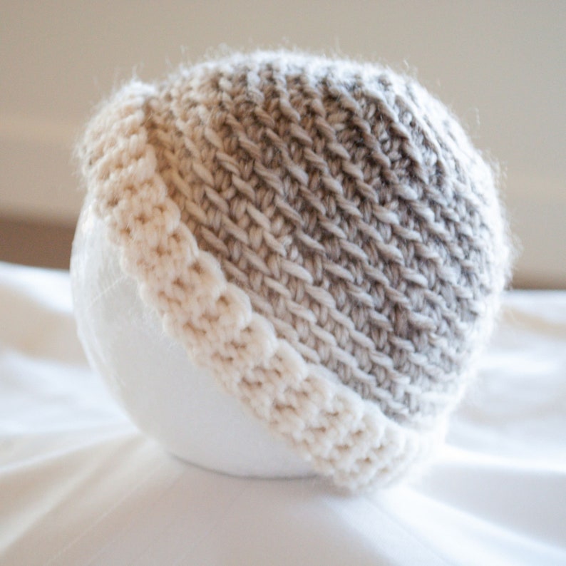 Modèle de crochet facile chapeau bébé garçon ou bébé fille, modèle de chapeau au crochet rapide pour cadeau de douche de bébé, modèle pdf crochet chapeau d'hiver chaud image 1