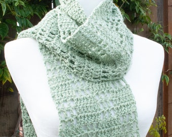one skein light weight crochet scarf pattern gift for her; pdf pattern instant download