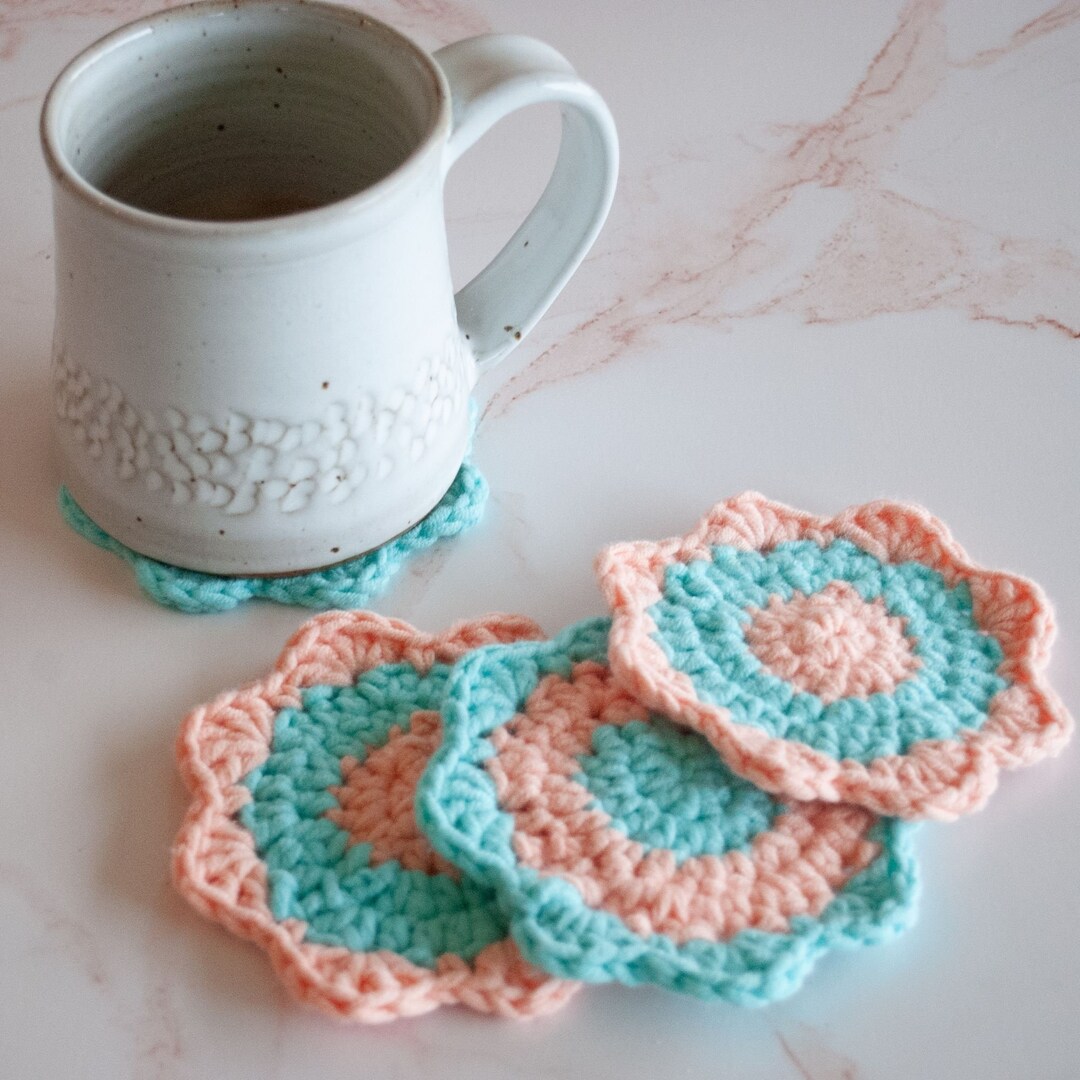 Round Crochet Coaster Pattern for Worsted Weight Yarn, Easy Crochet