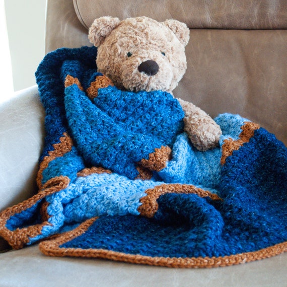 Blue crochet blanket sale