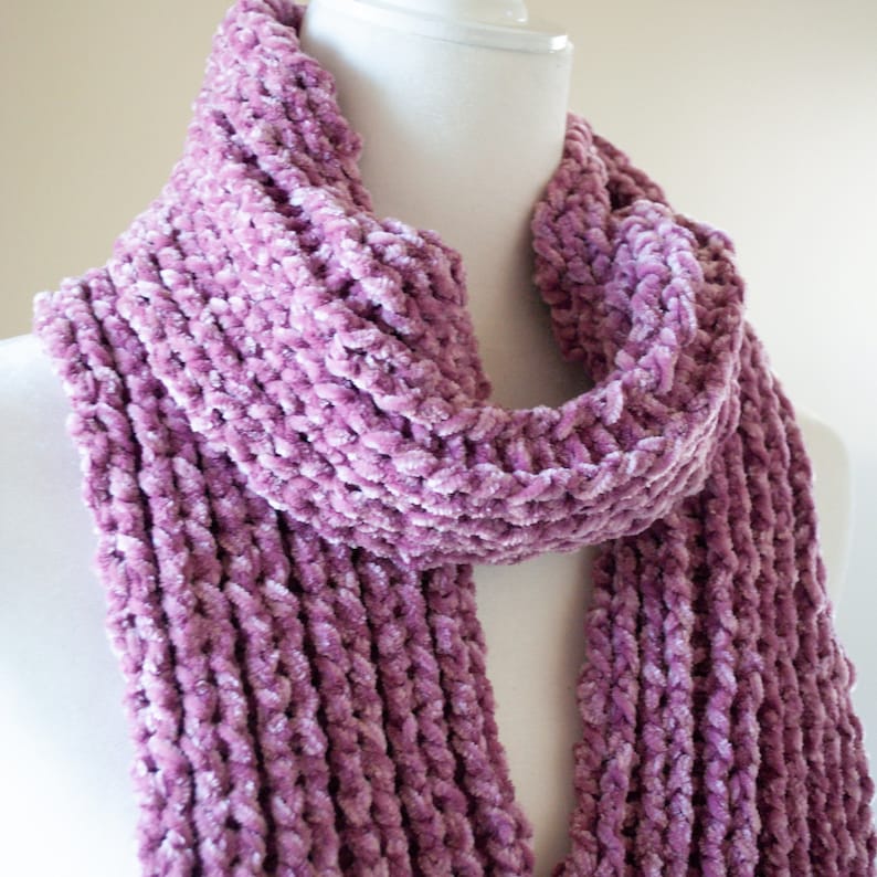 Velvet Scarf Crochet Scarf Pattern in Velvet Yarn Worsted Etsy