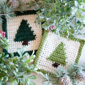 Christmas tree coaster crochet pattern, pdf pattern instant download for crochet Christmas coaster