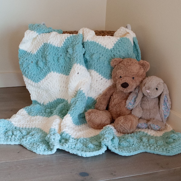 Snuggly Ripple, crochet chevron baby blanket pattern, pdf pattern instant download