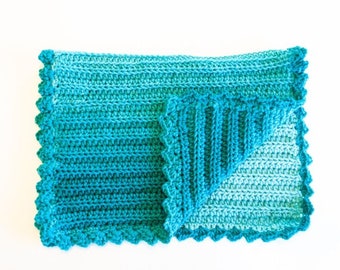 Teal Ombre Baby Blanket Crochet Pattern (PDF Download)