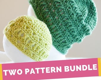 Crochet pattern mommy and me hats, instant download lace crochet hat patterns, crochet baby hat and crochet hat gift for mom