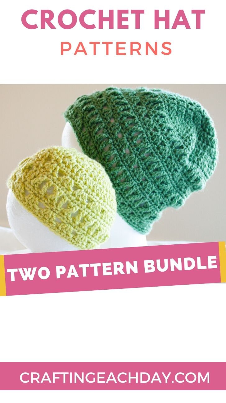 Crochet pattern mommy and me hats, instant download lace crochet hat patterns, crochet baby hat and crochet hat gift for mom