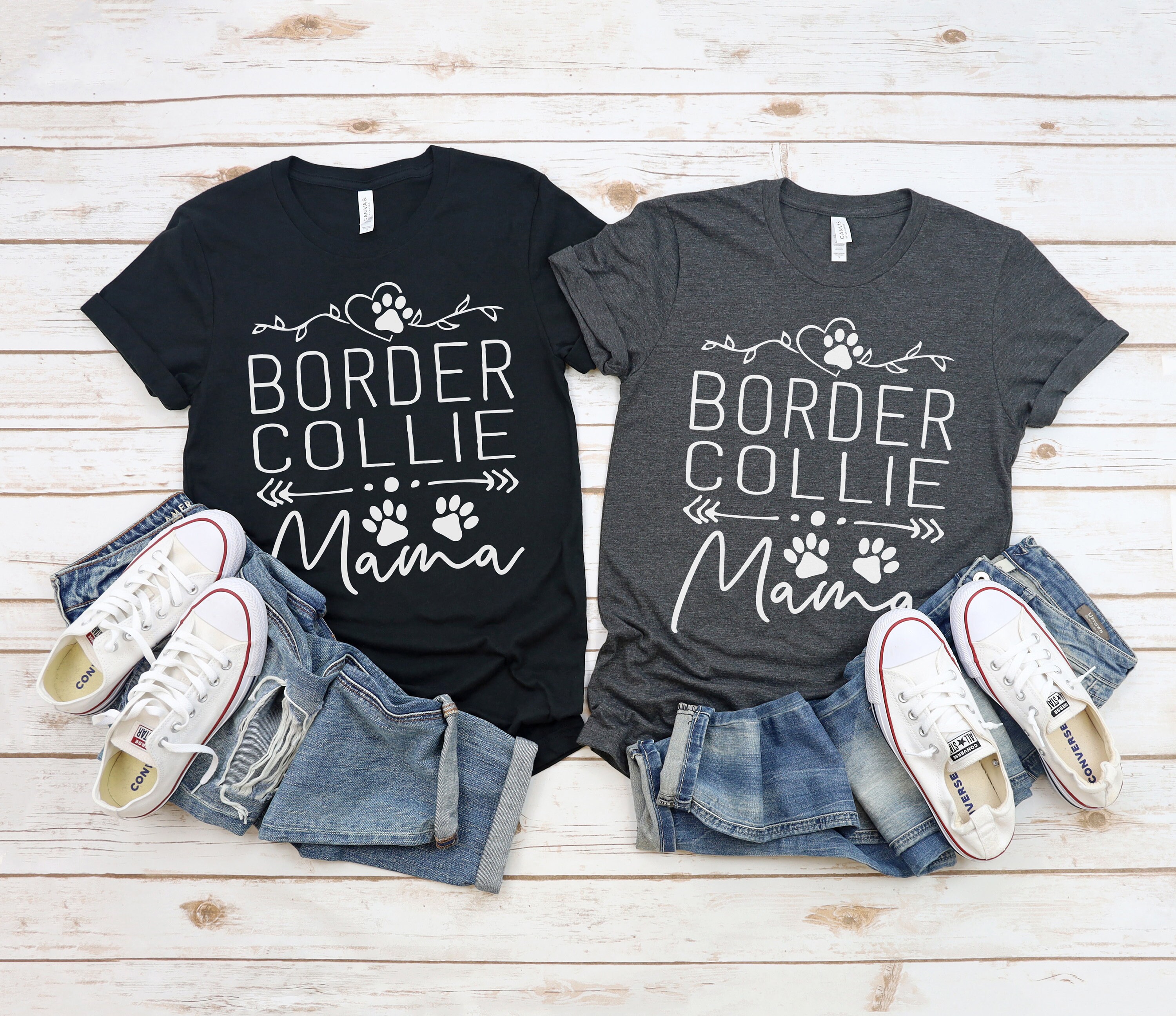 Border Collie Shirt Women Men Kids Love Dog Mom Dad Gift Tee