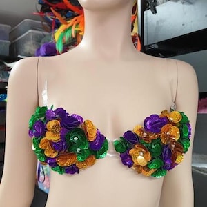 Bra Sequin Flower Bras Silicone Straps light weight size B ~C