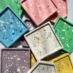 Jesmonite terrazzo zeshoekige en vierkante coatings| Snuisterijen| Jesmonietterrazzo| Onderzetters