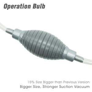 May include: A gray rubber bulb with a clear plastic tube attached to each end. The bulb is ribbed and has a 15% larger size than previous versions. The text "Operation Bulb" is at the top of the image. The text "15% Size Bigger than Previous Version" and "Bigger Size, Stronger Suction Vacuum" is at the bottom of the image.