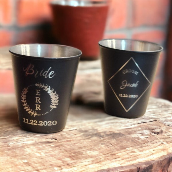 Engraved Stainless Steel Shot Glasses for Weddings, Housewarming Gifts, and More