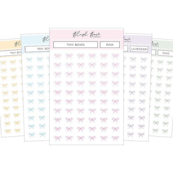 TINY Bows in 14 Colours | Tiny Functional Stickers For Planners, PP Weeks, Personal, Pocket, Journal