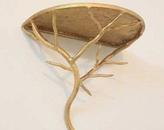 Iron Branch Wall Shelf With Gold leaf finish