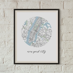 New York City Map 8x10 Illustrated Manhattan NYC Print image 1