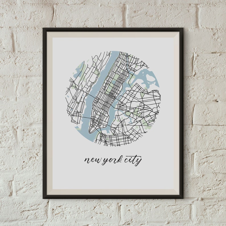 New York City Map 8x10 Illustrated Manhattan NYC Print image 1