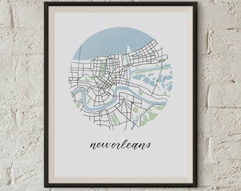 New Orleans Map | 8"x10" Illustrated Louisiana City Print