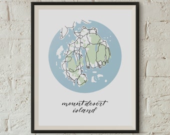 Mount Desert Island Map | 8"x10" Illustrated Maine Print