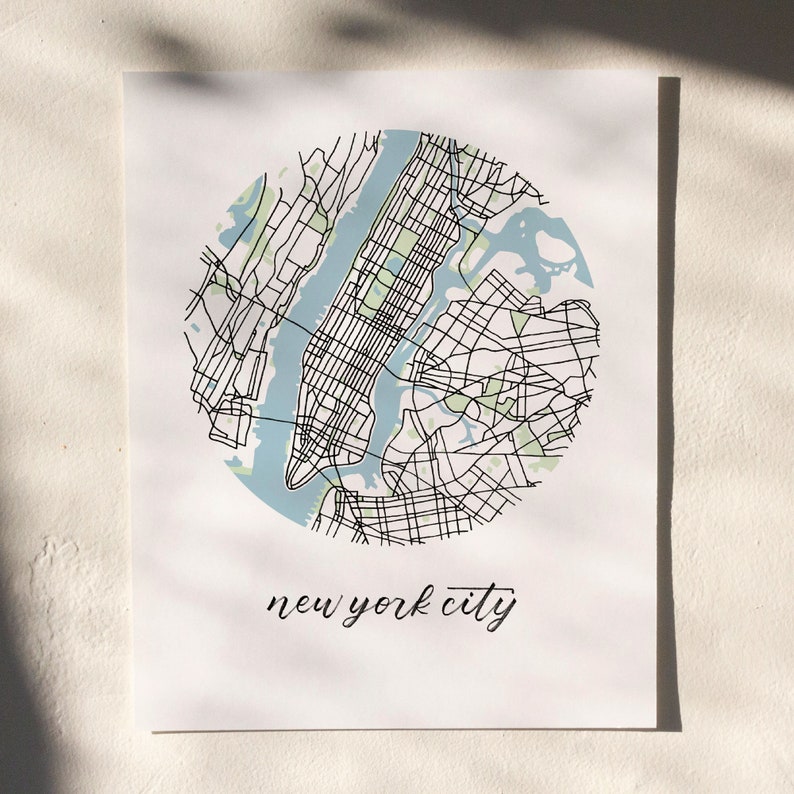 New York City Map 8x10 Illustrated Manhattan NYC Print image 3