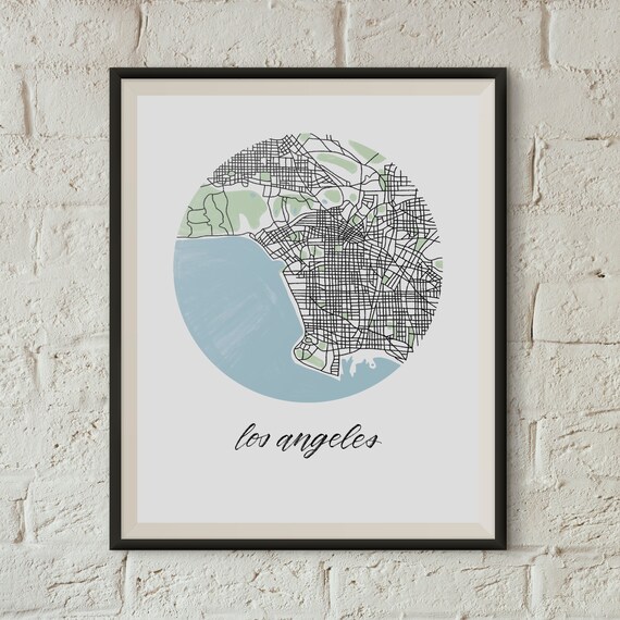 Los Angeles Map Art Print 8 x 10