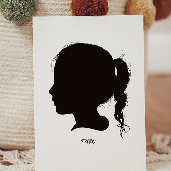 DIGITAL FILES Traditional Profile Silhouette, Custom Silhouette from your photo, Children's room decor, Silhouette Art, Silhouette Portrait