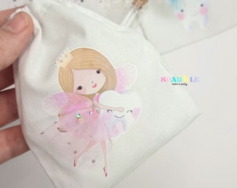 Personalised Ballerina Tooth Fairy Bag, Tooth Fairy Keepsake, Tooth Fairy Pouch, Tooth Fairy Sack, Tooth Fairy Bags for Girls