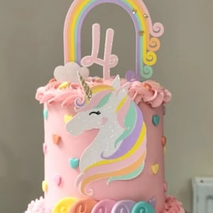 Personalised Unicorn & Rainbow Cake Topper