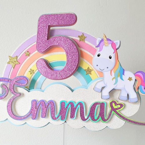 Pastel Rainbow Cake Topper Colorful Rainbow Birthday Cake - Etsy