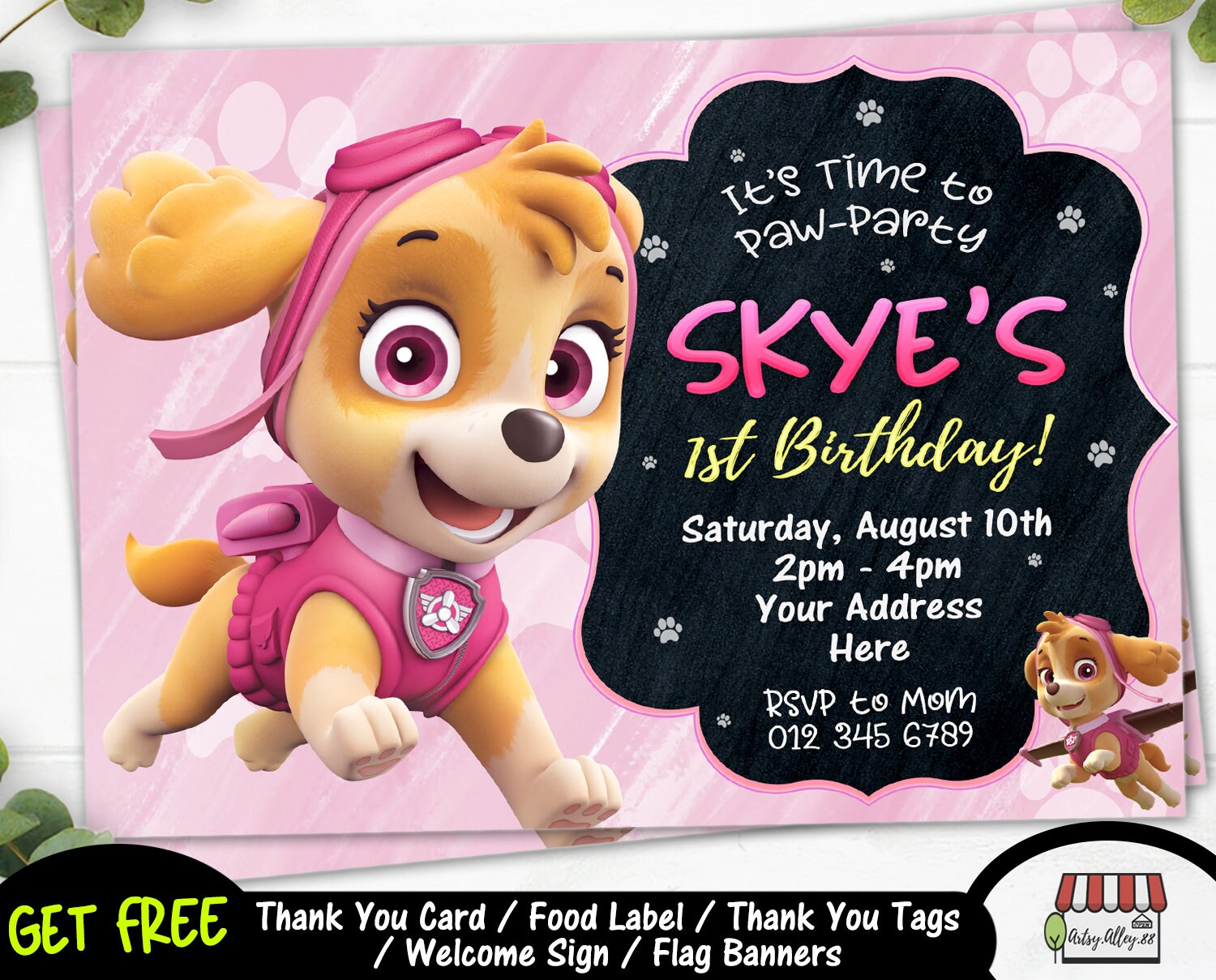 Skye Paw Patrol Birthday invitation V10 . Skye invite . Skye | Etsy Skye Paw Patrol Birthday invitation V10 . Skye invite . Skye | Etsy