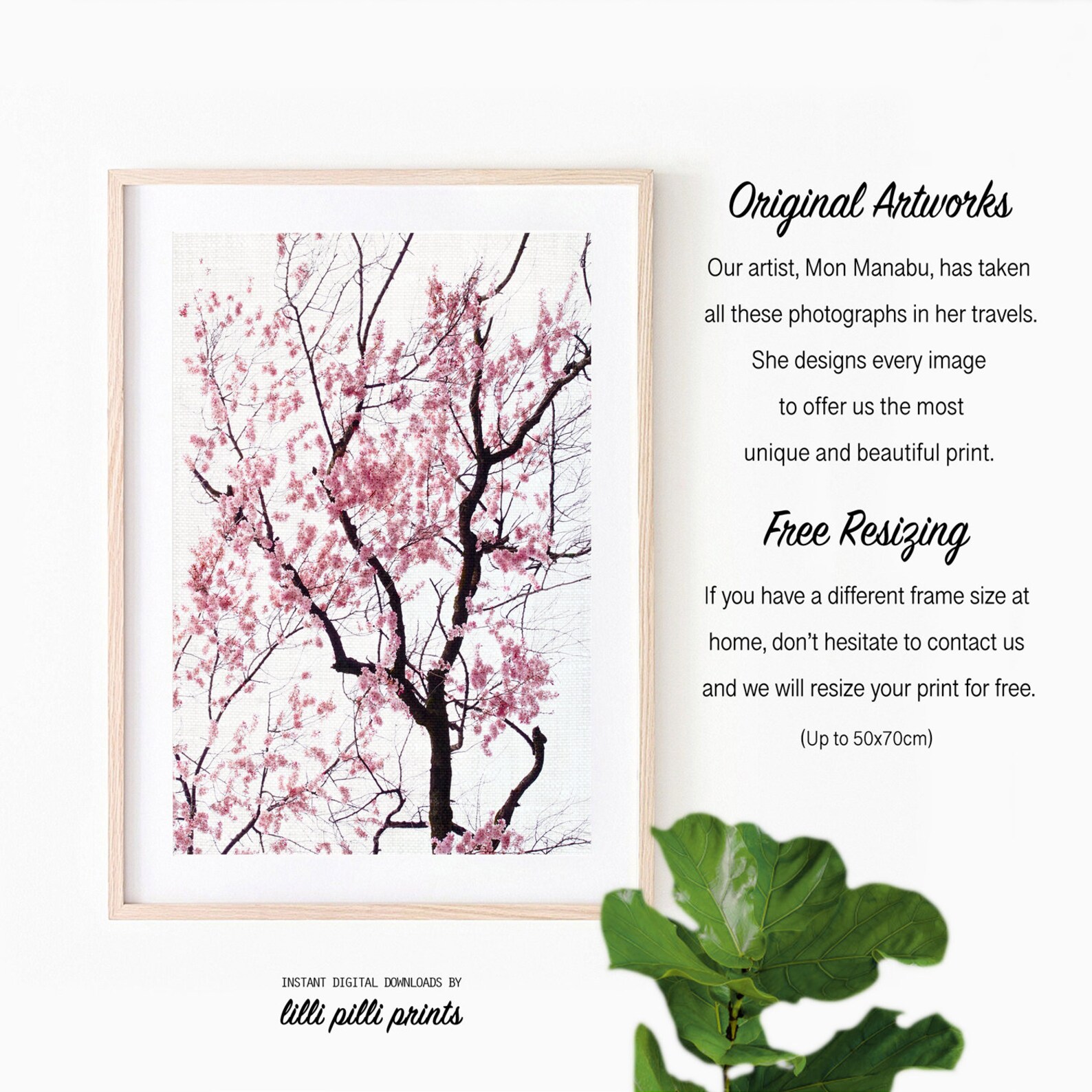 Japanese Printable Flower Tree Artwork Cherry Blossom Art | Etsy