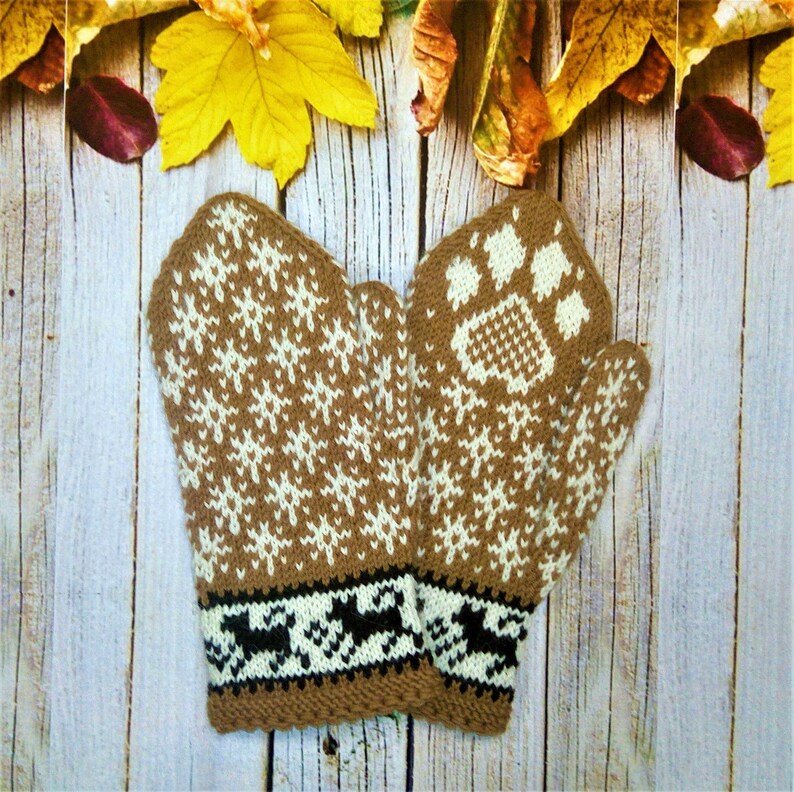 Dog paws mittens Red winter mittens Husky mom gift idea Etsy