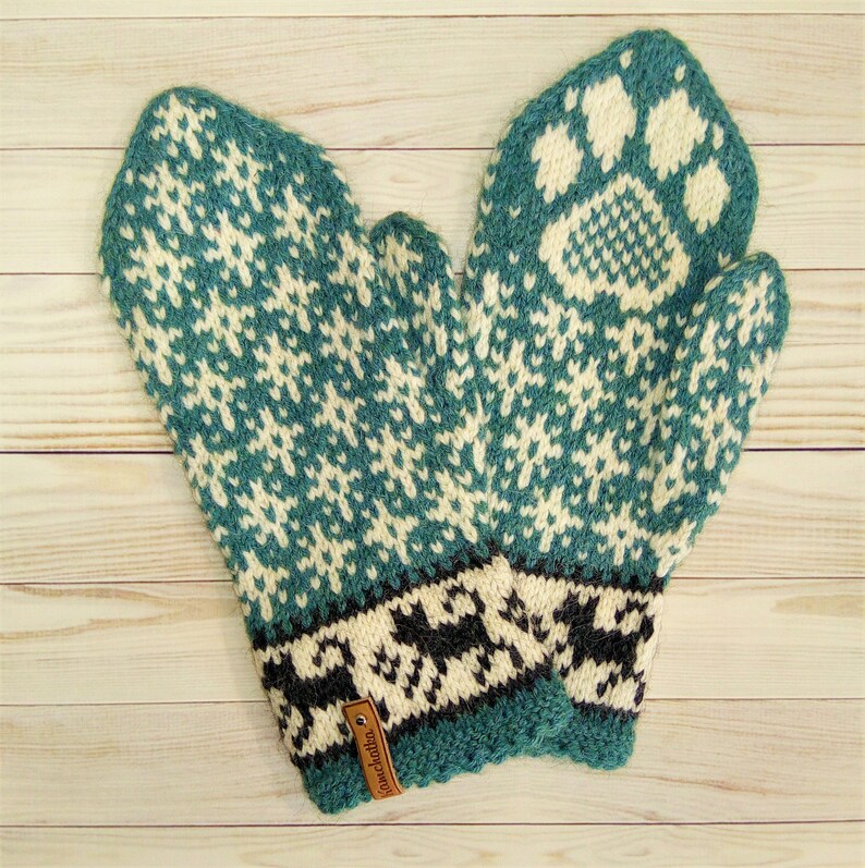 Dog paws mittens Red winter mittens Husky mom gift idea Etsy