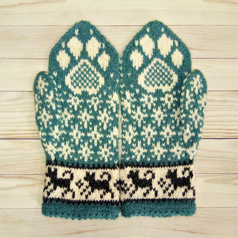 Dog paws mittens Red winter mittens Husky mom gift idea Etsy