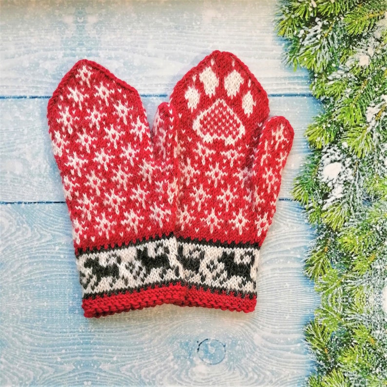 Dog paws mittens Cute winter mittens Women's dog mittens Etsy