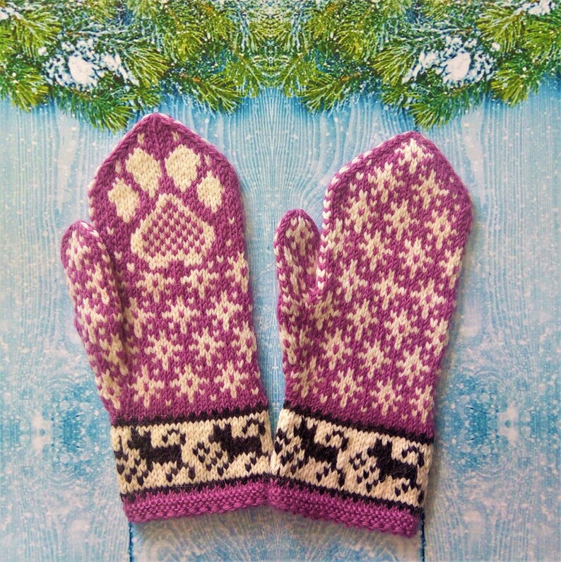 Dog paws mittens Cute winter mittens Women's dog mittens Etsy