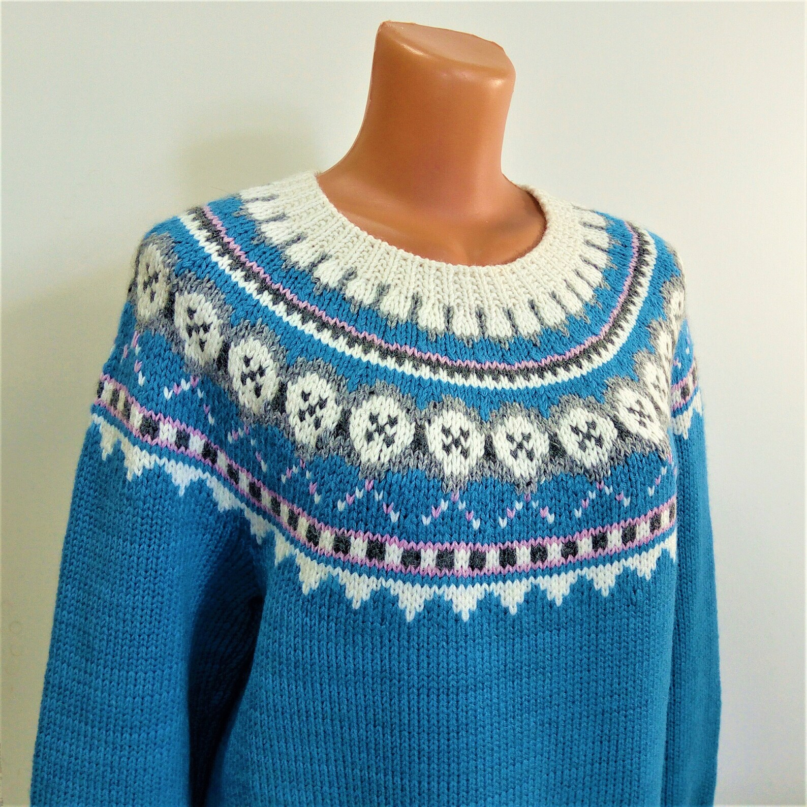 Women's jumper Fair isle sweater Blue sweater Wooll Etsy