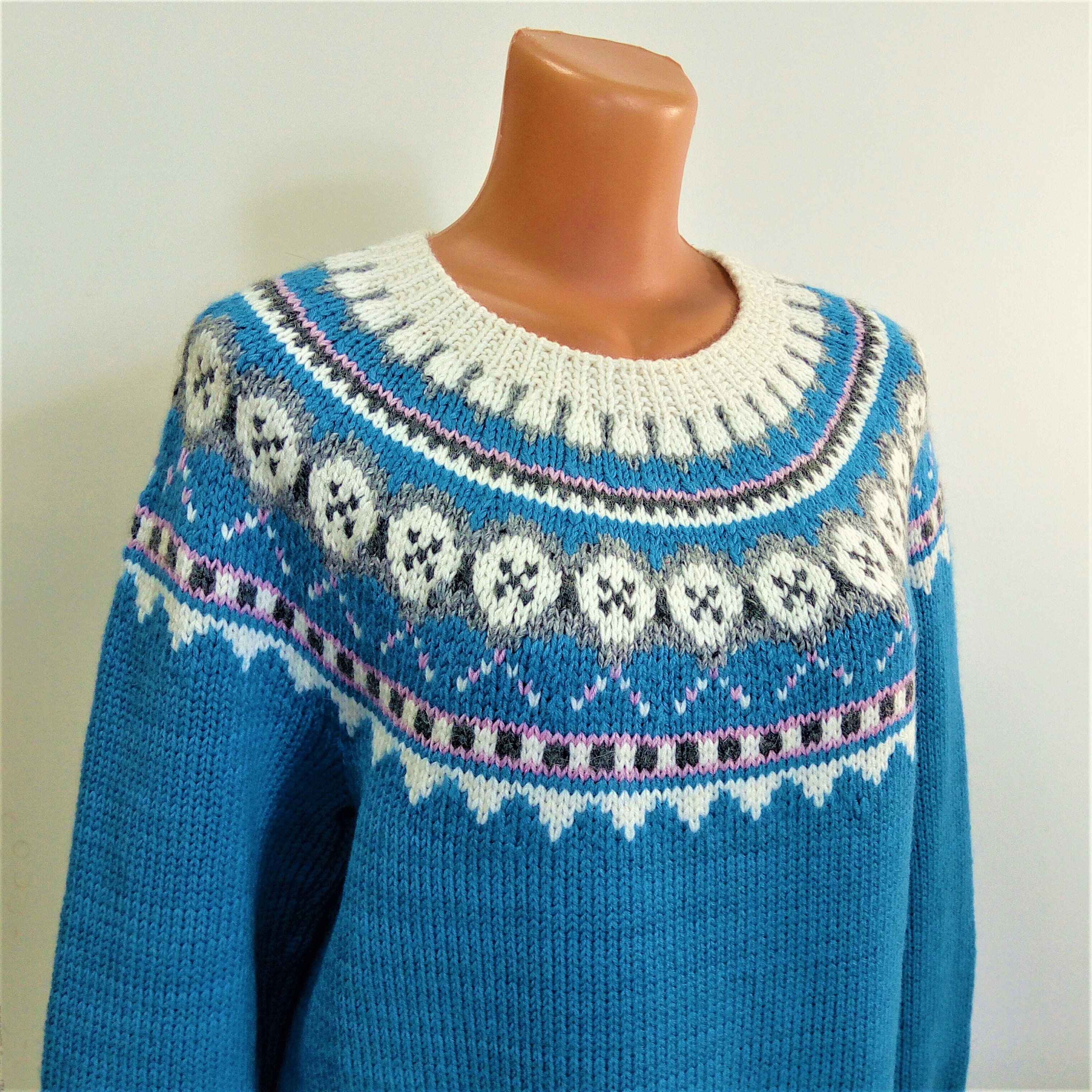 Women's jumper Fair isle sweater Blue sweater Wooll Etsy