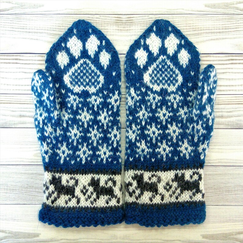 Dog paws mittens Red winter mittens Husky mom gift idea Etsy