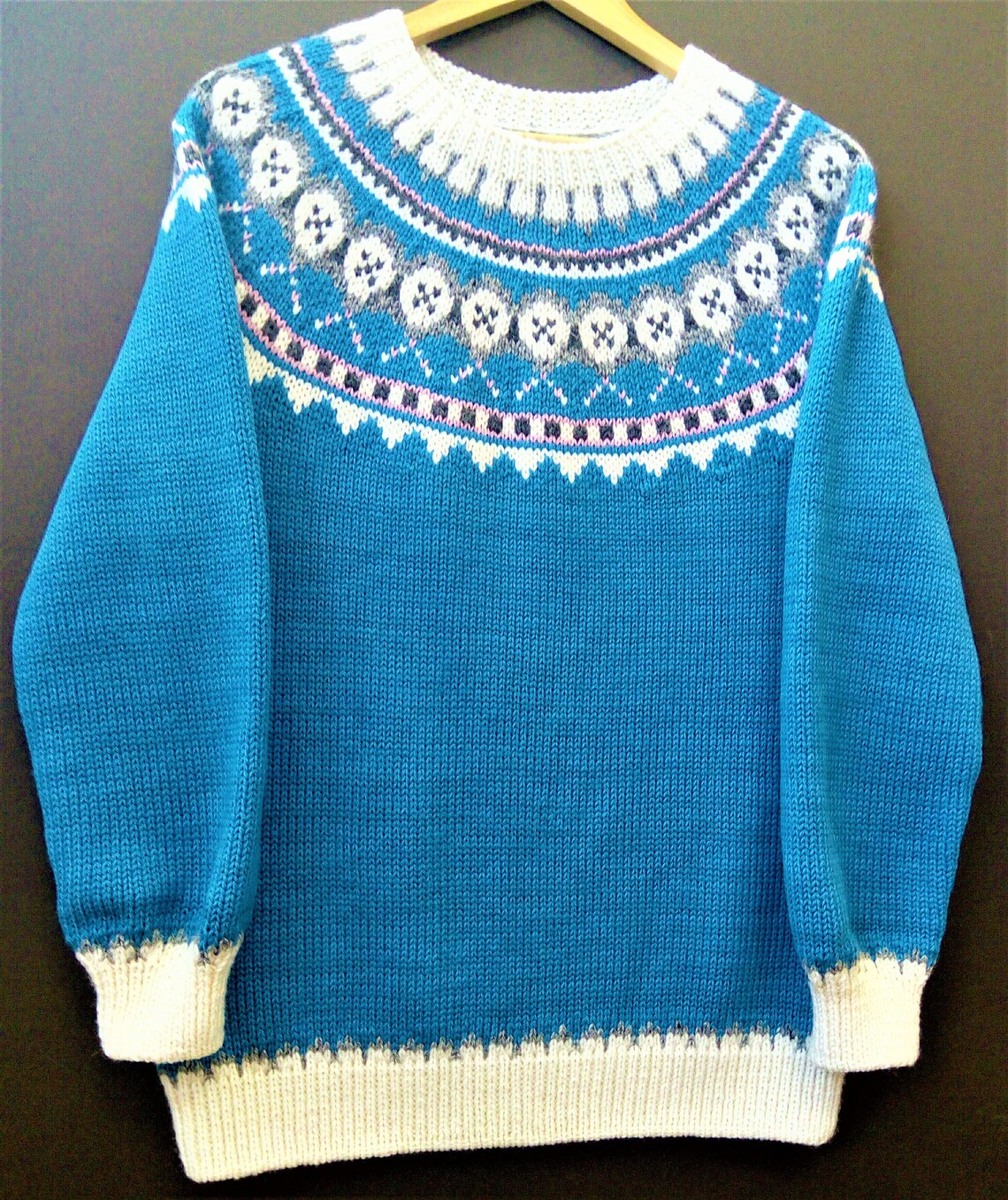 Women's jumper Fair isle sweater Blue sweater Wooll Etsy