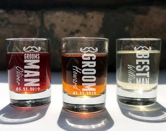 Custom Engraved Wedding Shot Glass: Groomsman Gift