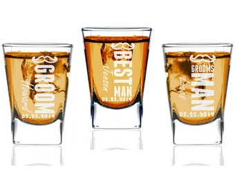 Wedding shot glass, Custom Engraved shot glass for Groomsmen, Personalized shot glass, Groomsmen gift, Best men gift, father of the groom