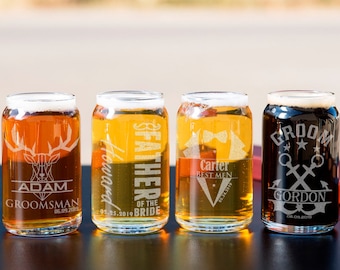 Personalized Beer Can Glass: Custom Engraved Groomsmen Gift