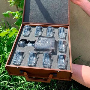 Personalized Tequila Decanter Set, Decanter Set With Glasses, Set for Men, Wooden Suitcase Gift ...