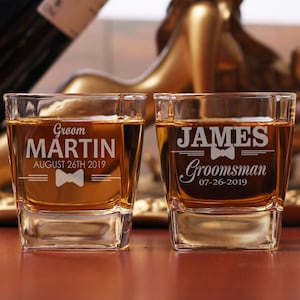 Custom Whiskey Glasses, Groomsmen Gift, Engraved Whiskey Glasses, Bourbon Glasses, Scotch Glasses, Man Gift, Etched Whiskey Glass,
